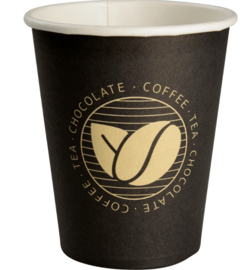 Kaffebæger, Gastro, 24cl, Beans, 1000stk./krt. 9,2cm, Ø8cm,sort, pap/PE,