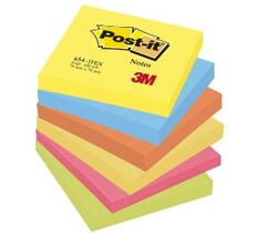 Post-it blokke 3M 76x76 mm Pastel gul-blå-rød-grøn 6 stk/pk