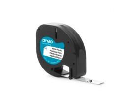 Dymo Letratag labeltape 12mm, sort på hvid tekst 91221