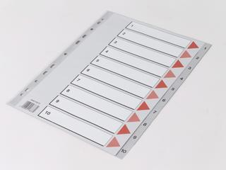 Plastregister A4 1-10 grå m/kartonforblad 20 stk/pk