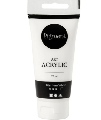 Pigment Art akrylmaling 75 ml, Halvblank, Titanium White