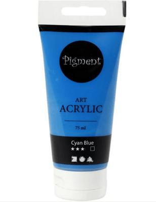 Pigment Art akrylmaling 75 ml, Halvblank, Cyan blue