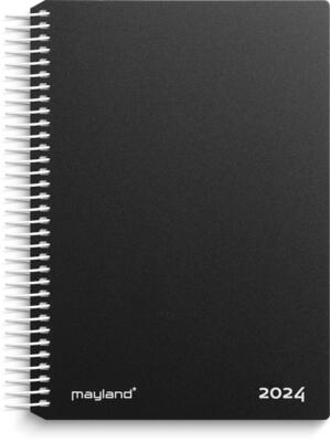 Mayland Spiralkalender 2024 sort PP 12x17cm 1 dag|side 24 2100 00