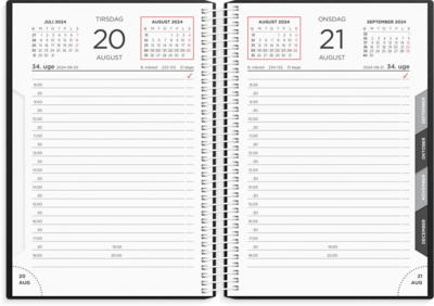 Mayland Spiralkalender 2024 sort PP 12x17cm 1 dag|side 24 2100 00