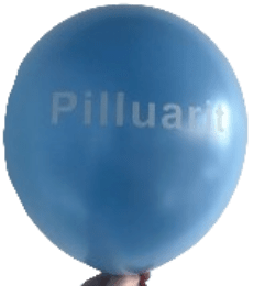 Ballonner Blå med tekst: Pilluarit